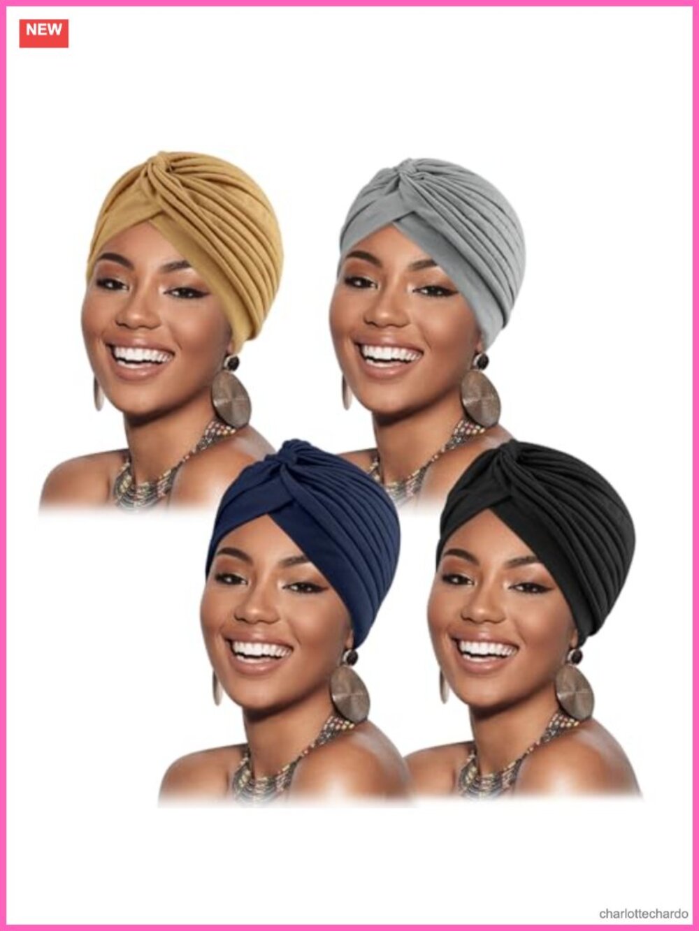 Polyester Stretchy Knotted Turban Head Wrap Chemo Cap Pleated Beanie